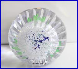 Large Vintage Caithness Scotland Blue Heaven Faceted Glass Flower Paperweight