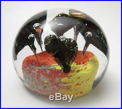 Large Vintage Exbor Czechoslovakia Art Glass Paperweight With Label Sklo