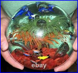 Large Vintage Hand Blown Art Glass Paperweight Fish Aquarium 16lb