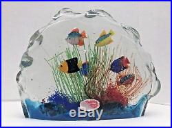 Large Vintage MURANO Italian Art Glass Fish Aquarium Paperweight 8 x 6