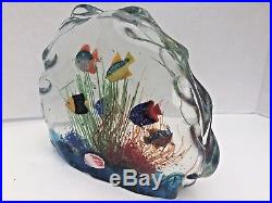 Large Vintage MURANO Italian Art Glass Fish Aquarium Paperweight 8 x 6