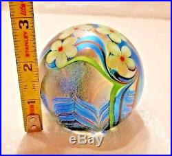 Large Vintage ORIENT AND FLUME FLOWER PAPERWEIGHT ARTIST SIGNED-1980