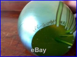 Large vintage signed Orient & Flume iridescent dragonfly egg paperweight