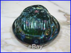 Lg Vintage Faux Tiffany Oil Spot Iridescent Aurene Art Glass Scarab Paperweight