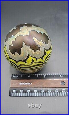 Liberty Village Art Glass Paperweight Pulled Feather Design Dated 1978