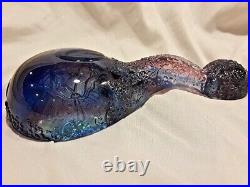 Liuli LLGF Crystal Art Glass Paperweight Signed 2004 with butterfly/dragonfly #505