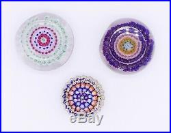 Lot 3 Vintage/Antique PERSHIRE Art Glass Paperweights Millefiori Silhouette Cane
