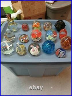 Lot Of 16 Antique And Vintage Blown Glass Paperweights