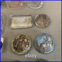 Lot Of Vintage Antique Glass Plexiglass Paperweights Advertising Place Photo