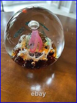 Lot of 2 Art Glass Paperweights Scotland Freestyle (1) 3 And (1) 2 1/2. Signed