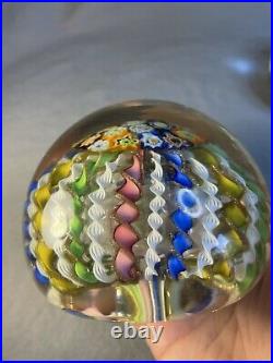 Lot of 4 Glass Millefiori Flowers Paperweights Heavy Unmarked