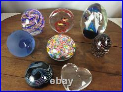 Lot of 8 Vintage Paperweights Flower, Fish, Controlled Bubble #WH-1-1