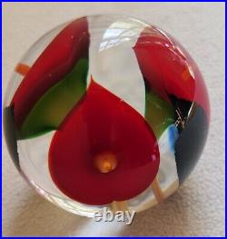 Lotton Art Glass Scott Bayless Paperweight Red Calla Lily 2.5 2010