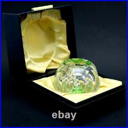 Lovely PERTHSHIRE Multifaceted SWAN LAKE Art Glass PAPERWEIGHT with Box