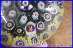 Lovely Vintage Millefiori Glass Paperweight-DATED 1954