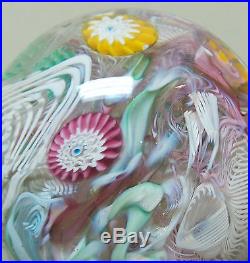 Lovely Vintage Murano Latticino Millefiori Confetti Art Glass Paperweight