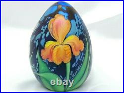 Ltd Ed Orient & Flume Lg Iridescent Egg withIrises Paperweight #41/500