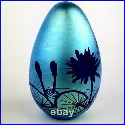 Lubomir Richter Orient & Flume Art Glass Egg Paperweight Dragonfly and Frog