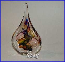 MARIAN PYRCAK Bohemian Swirl Art Glass Paperweight (Signed) VINTAGE