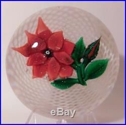 MARVELOUS & HUGE Antique NEGC DOUBLE LAYERED RED POINSETTIA ArtGlass Paperweight
