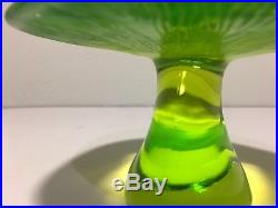 MASSIVE Vintage 1970s Viking Glass Psychedelic Green Uranium Vaseline Mushroom