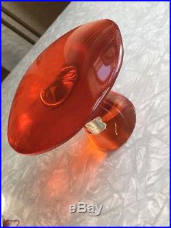 MASSIVE Vintage 1970s Viking Glass Psychedelic Red Uranium Vaseline Mushroom
