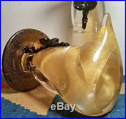 MCM Barovier & Toso gold flecking vtg art glass zen sculpture murano paperweight