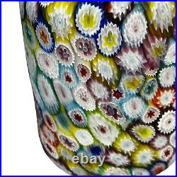 MCM Fratelli Toso Murano Italy Millefiori Glass Paperweight Frosted Top 3x4.5