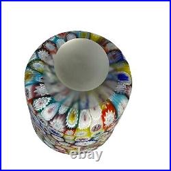 MCM Fratelli Toso Murano Italy Millefiori Glass Paperweight Frosted Top 3x4.5