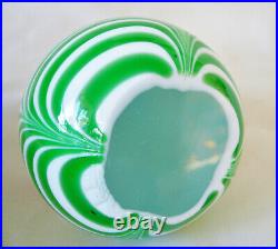 MURANO Art Glass FERRO & LAZZARINI Green Red PULLED FEATHER Paperweight