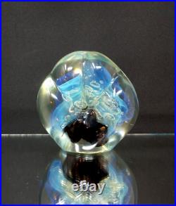 MYSTICAL! 3.5 Glass Paperweight by ROBERT EICKHOLT Iridescent SIGNED 2000