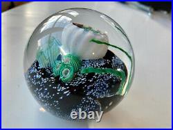 M. E. 91 MARK ECKSTRAND ART GLASS PAPERWEIGHT Sea life, Coral 3 1/2