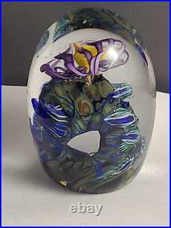 M. Wallace Vitra Glass Studio Ocean Scene Paperweight Signed