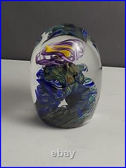 M. Wallace Vitra Glass Studio Ocean Scene Paperweight Signed