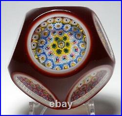 Magnum Murano Faceted Double Overlay Six Row Concentric Millefiori Paperweight