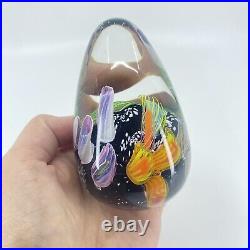 Mark Eckstrand Art Glass Signed Egg Shaped Paperweight Ocean Sea Coral Reef 1996