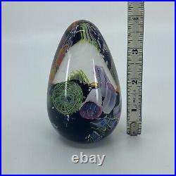 Mark Eckstrand Art Glass Signed Egg Shaped Paperweight Ocean Sea Coral Reef 1996