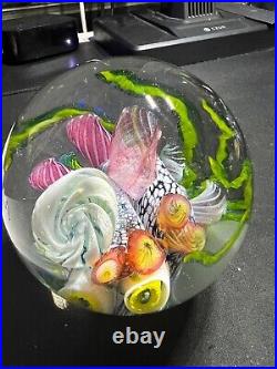Mark Eckstrand Studio Art Glass Ocean Sea Aquarium Reef Paperweight Sold As Is