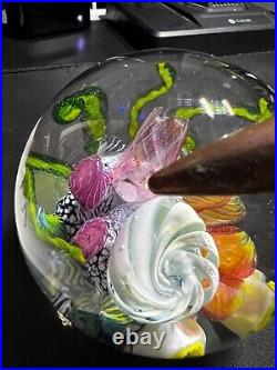 Mark Eckstrand Studio Art Glass Ocean Sea Aquarium Reef Paperweight Sold As Is
