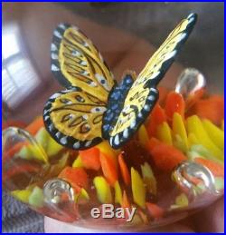 Minty Vintage 1976 Maude & Bob St Clair Art Glass Sulphide Butterfly Paperweight