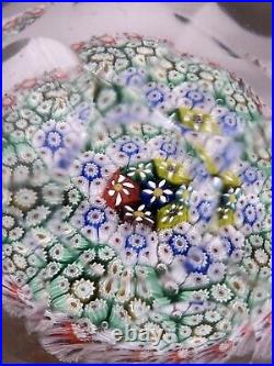 Murano Art Glass FACETED Paperweight Concentric Millefiori BEAUTIFUL
