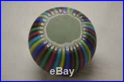 Murano Art Glass Round Multicolor Paperweight VIVID Color Candy Stripe Vintage