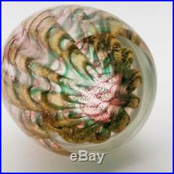Murano Barovier Toso Glass Egg Paperweight Gold Aventurine Pink to Green Vintage