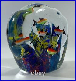 Murano Double Sided Fish Under the Sea Aquarium Paperweight Italy 1970's