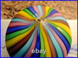 Murano Glass Fratelli Toso Satin Candy Stripe Ribbon Cane Pedestal Paperweight