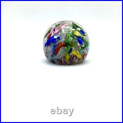 Murano Glass Multi Color Latticino Ribbon Art Glass 3 Paperweight