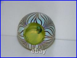 Murano Italy Millefiori Flowers Blue Pulled Feather Paperweight