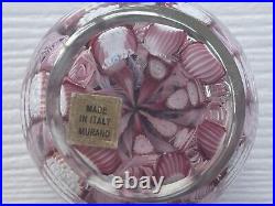 Murano Italy Millefiori Paperweight Glass Latticino Filigrana Vintage Floral