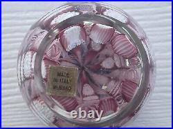 Murano Italy Millefiori Paperweight Glass Latticino Filigrana Vintage Floral