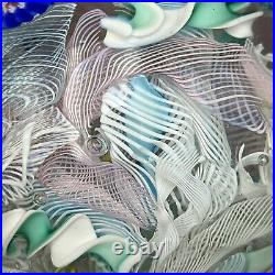 Murano Latticino Millefiori Ribbon Scramble Paperweight Pastels Original Sticker
